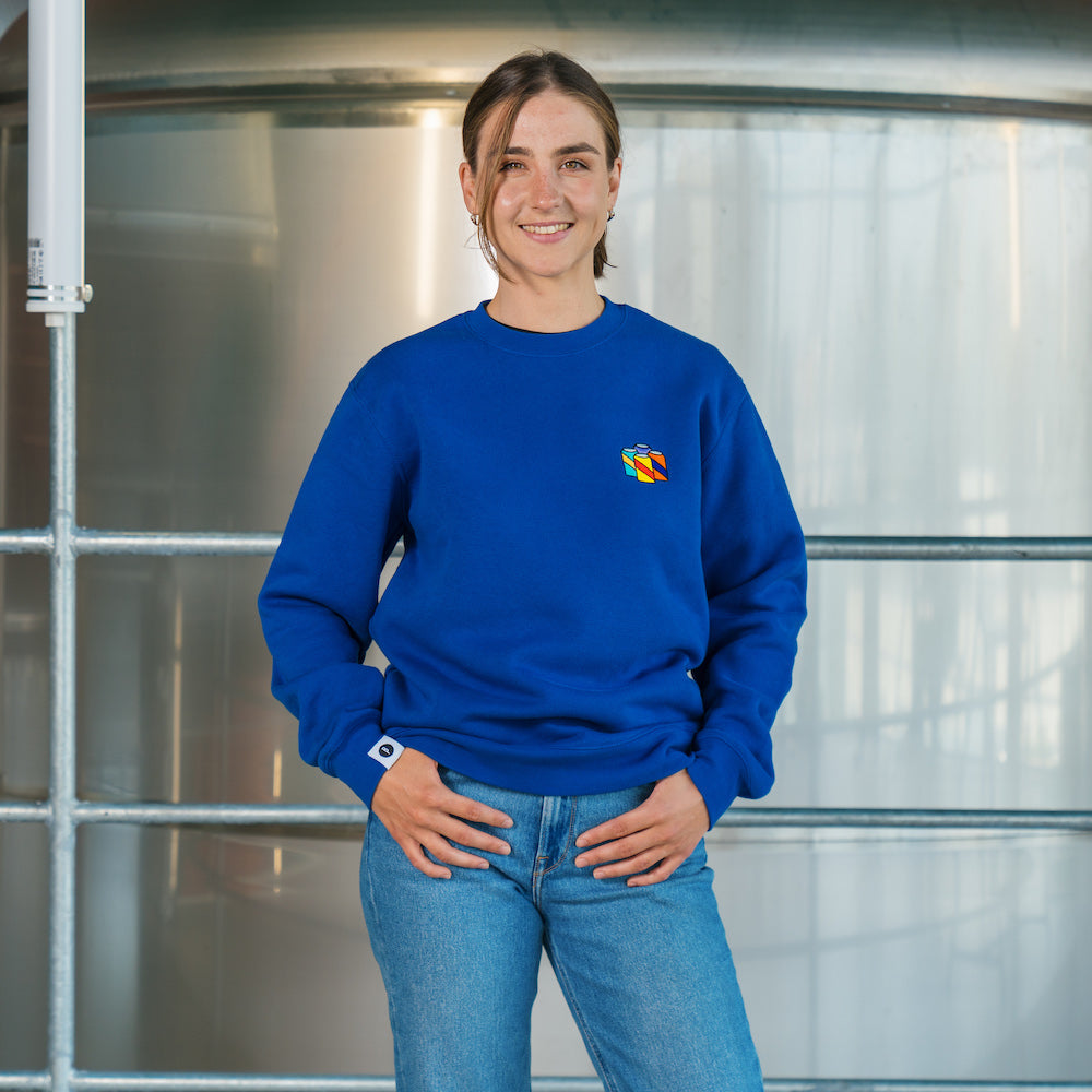 Brussels Beer Project blauwe crewneck wanneer gedragen